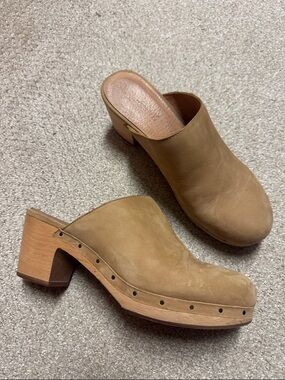 Madewell Leather Tan Mule Heel Clogs